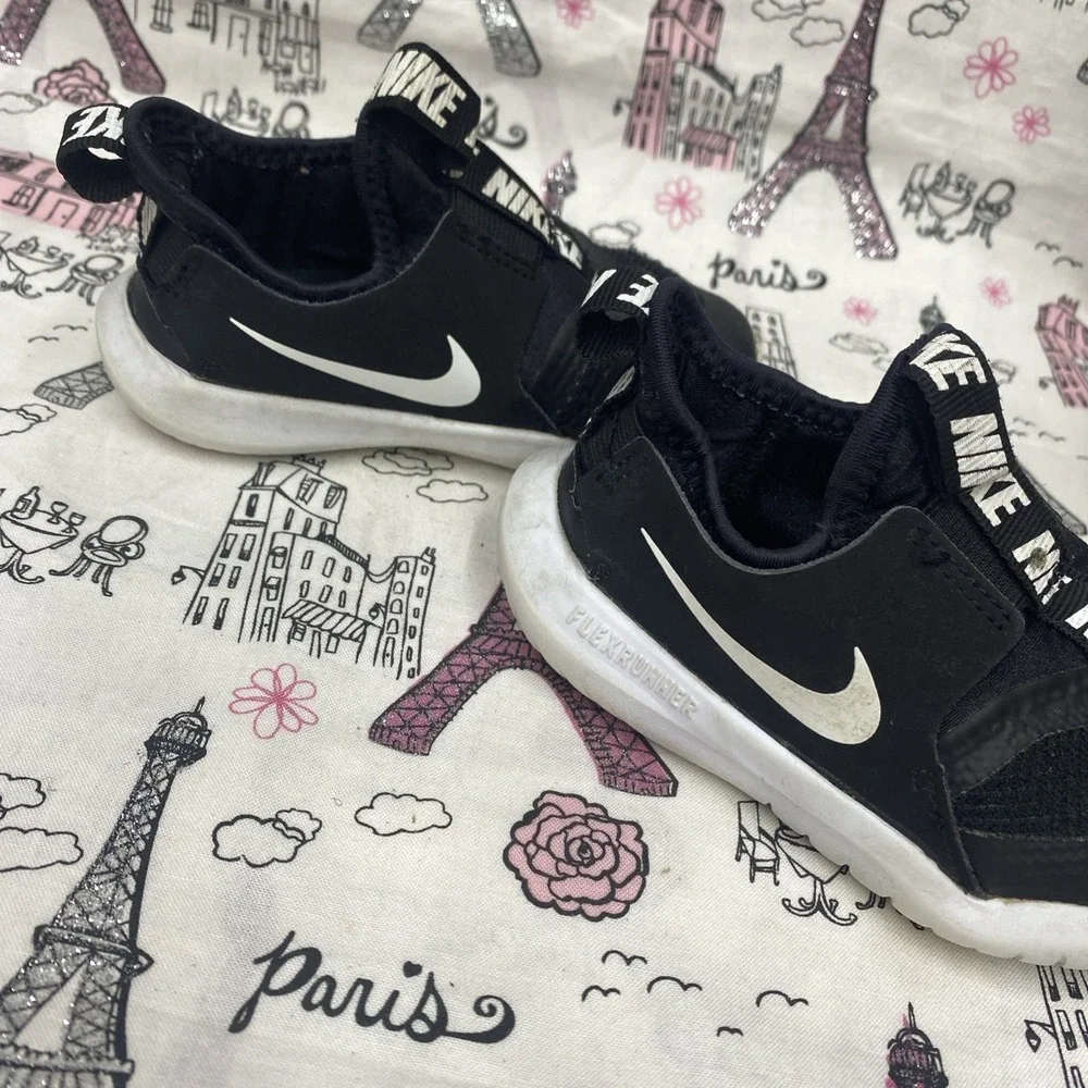 Nike Flex Runner Shoes Size 7c Baby Toddler Walking Sneakers  Black